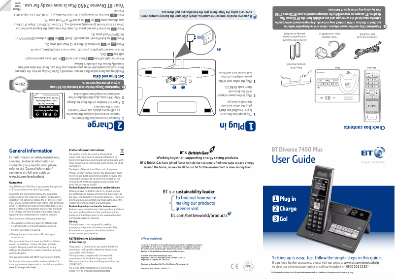 First page image of the manual for Diverse 7450 Plus