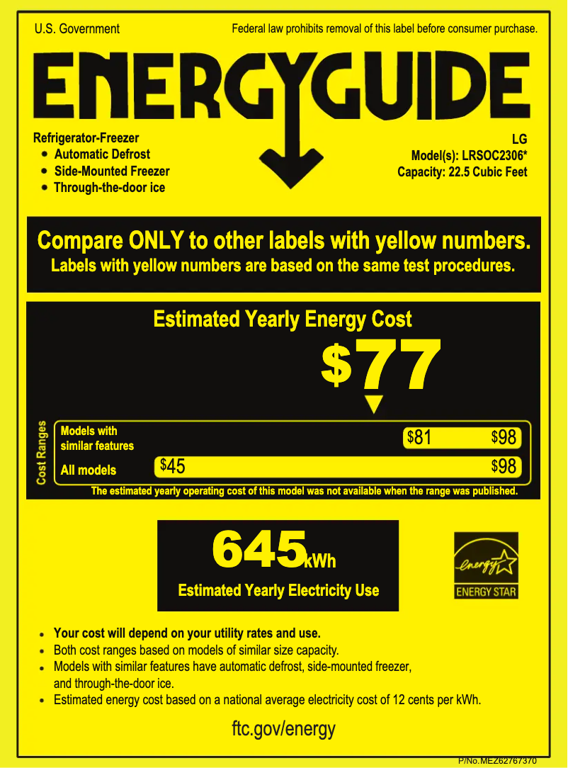 Page 1 of the manual Energy Label LG LRSOC2306D
