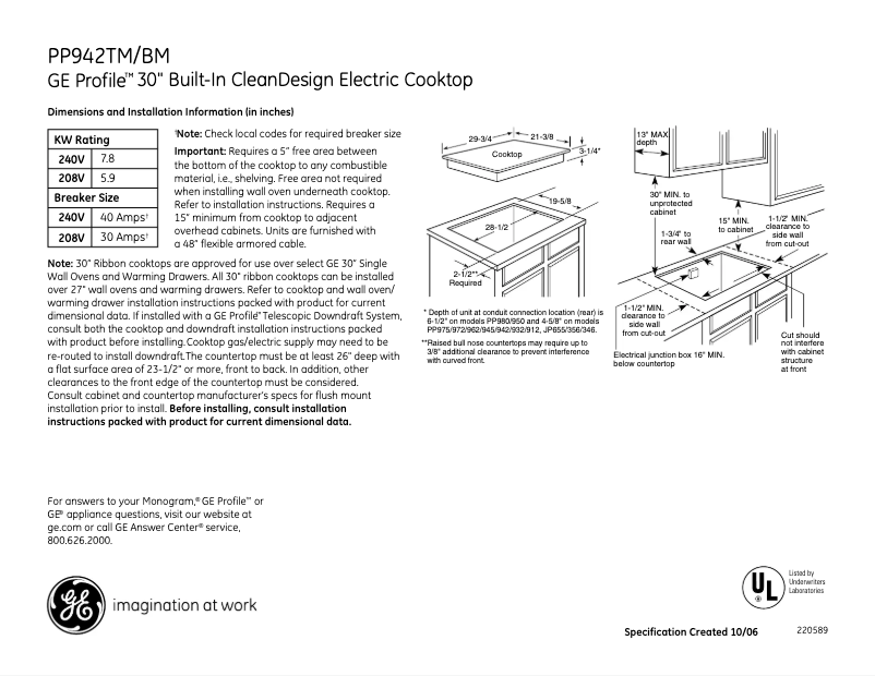 First page image of the manual for Profile PP942BMBB