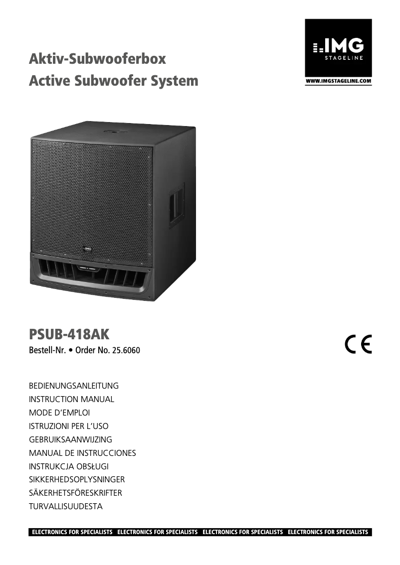 Page 1 de la notice Manuel utilisateur IMG Stageline PSUB-418AK