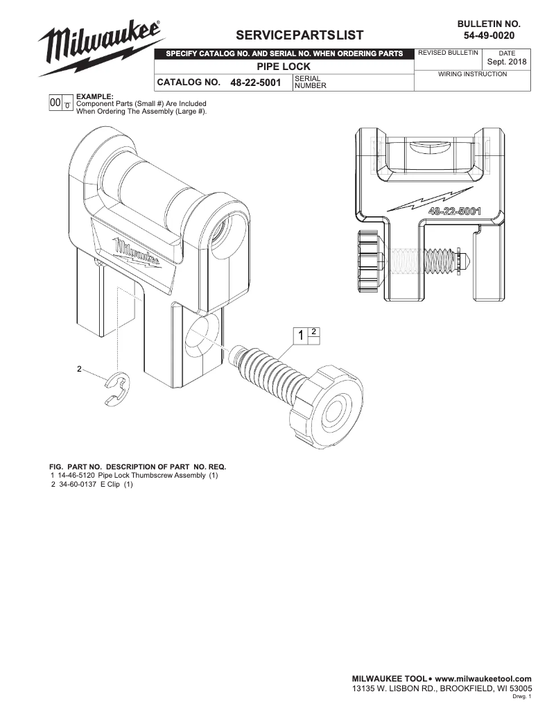 Page 1 of the manual User Manual Milwaukee 48-22-5001