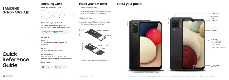 First page image of the manual for Galaxy A12