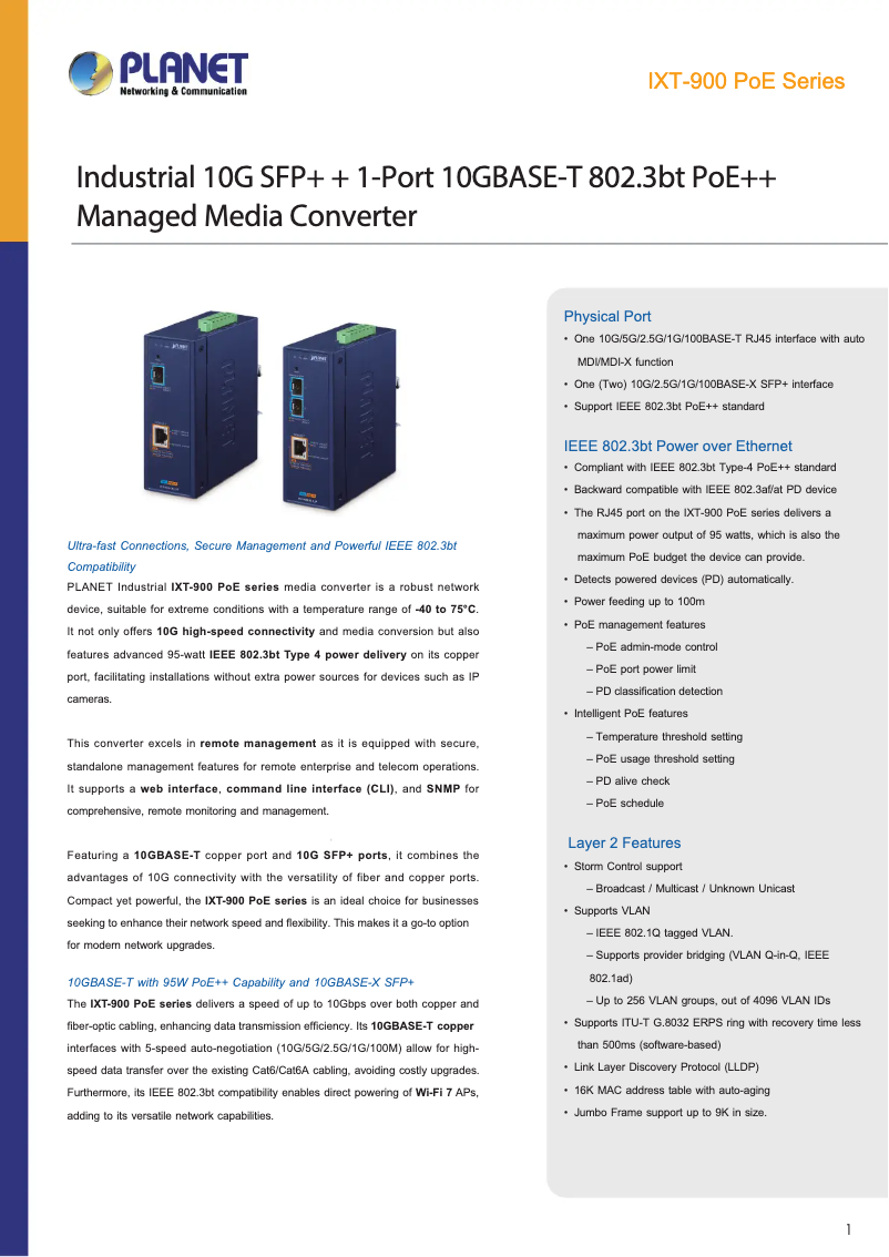 First page image of the manual for IXT-900-1X1UP