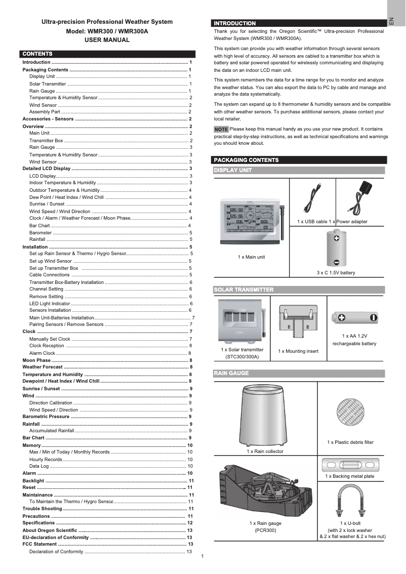 First page image of the manual for WMR 300