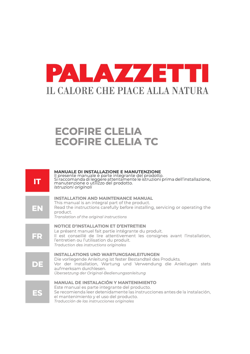 First page image of the manual for CLELIA 12 US Pro 2
