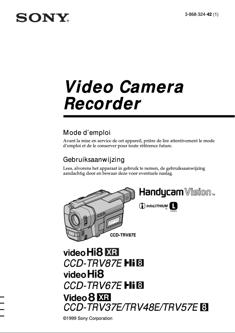 First page image of the manual for CCD-TRV37E