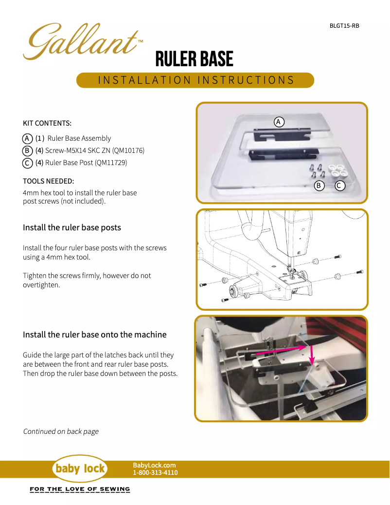 First page image of the manual for Gallant XL Longarm