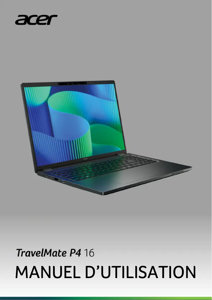 First page image of the manual for TravelMate P4 16