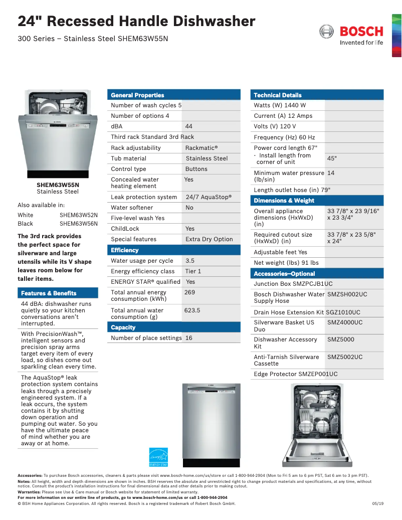 First page image of the manual for SHEM63W55N