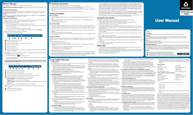First page image of the manual for MiVue 630