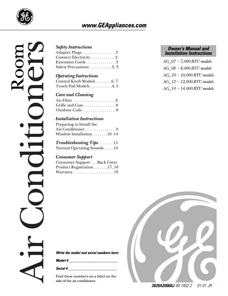 First page image of the manual for AGV07LA