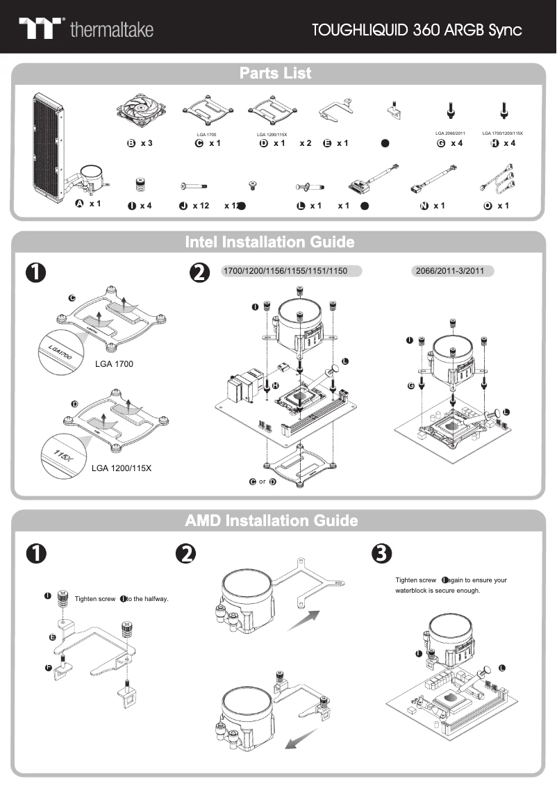 Page 1 of the manual User Manual Thermaltake TOUGHLIQUID 240