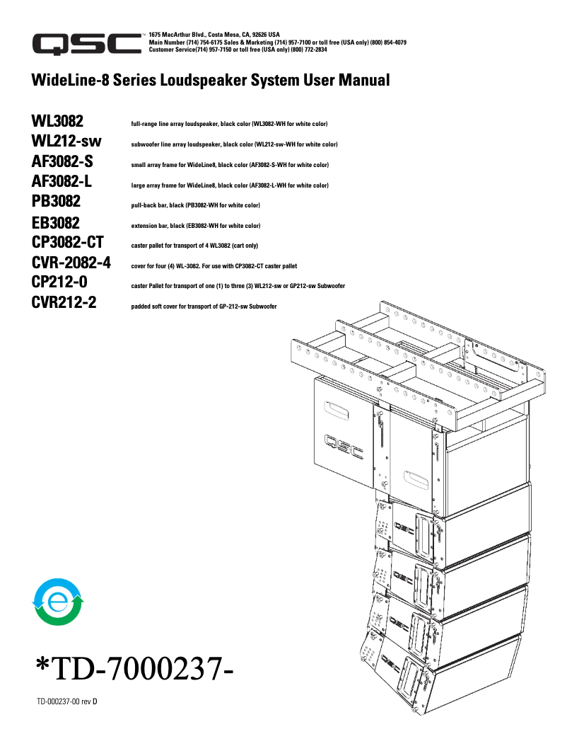 First page image of the manual for Wideline 8 WL212-sw