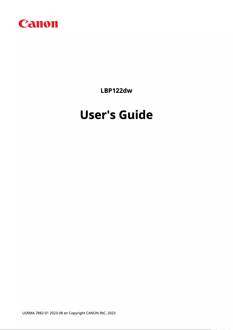 Page 1 of the manual User Manual Canon i-SENSYS LBP122dw