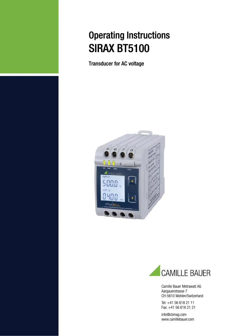 First page image of the manual for SIRAX BT5100