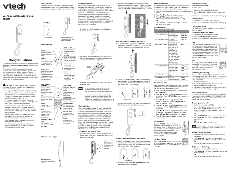 Page 1 of the manual User Manual Vtech Trimstyle CD1113