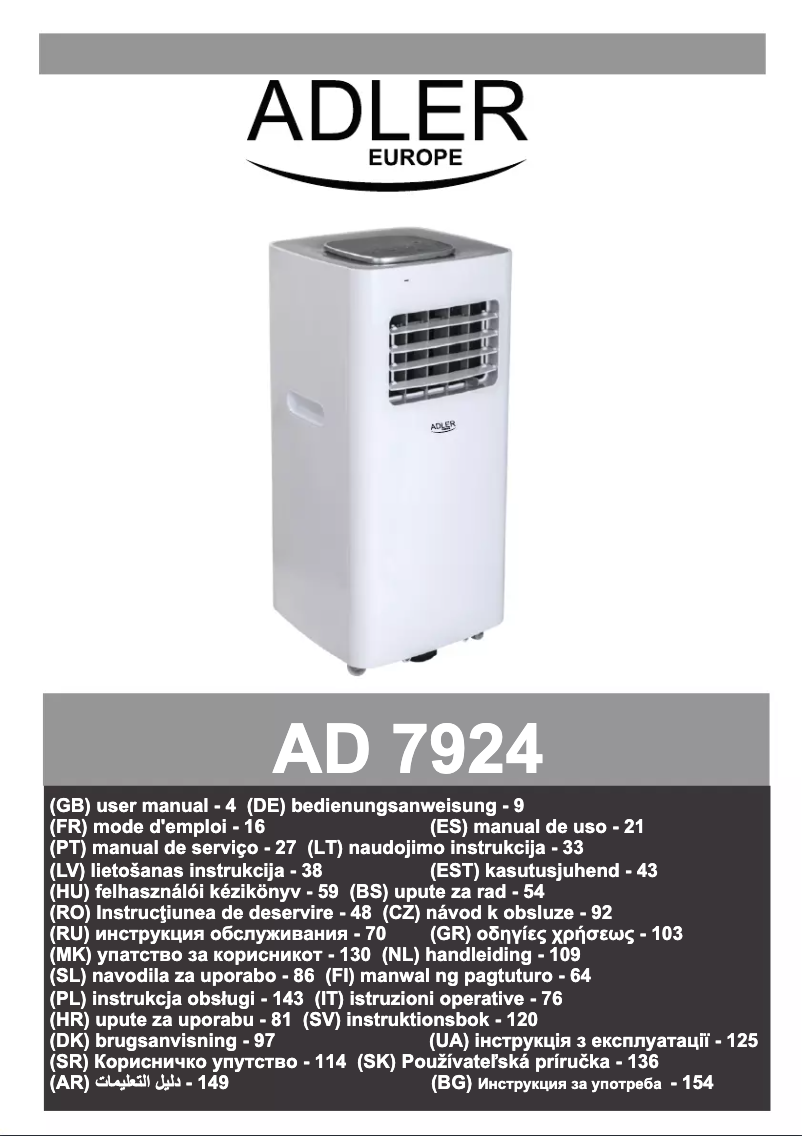 Page 1 of the manual User Manual Adler AD 7924