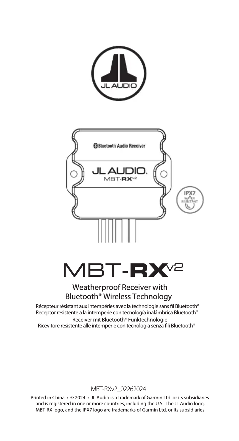 Page 1 de la notice Manuel utilisateur JL Audio MBT-RXv2