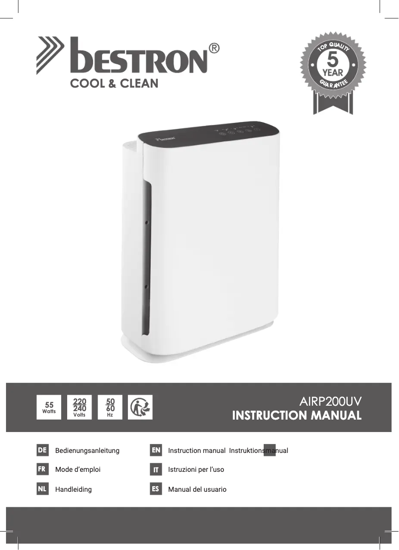 Page 1 of the manual User Manual Bestron AIRP200UV