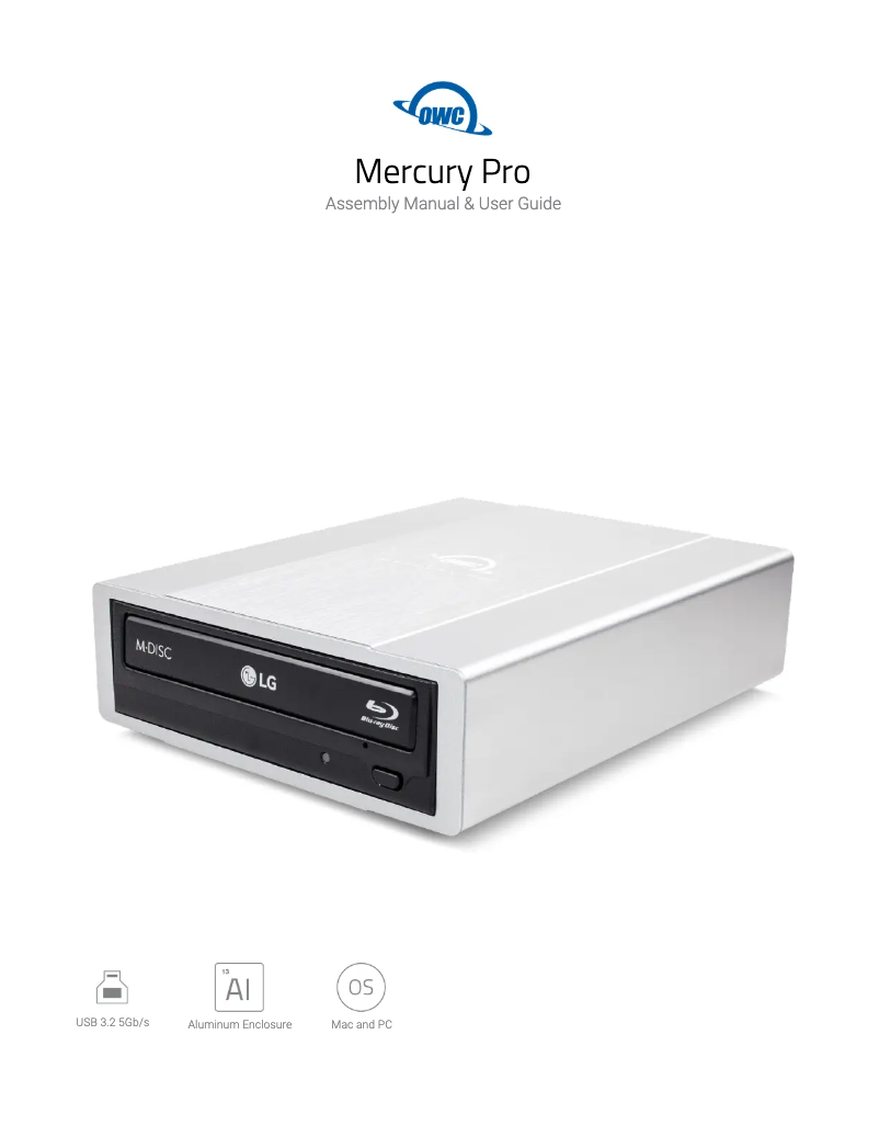 Page 1 of the manual User Manual OWC Mercury Pro