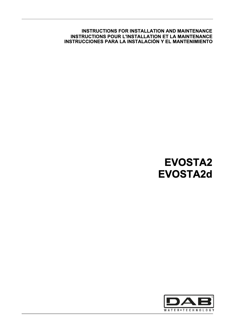 First page image of the manual for EVOSTA2