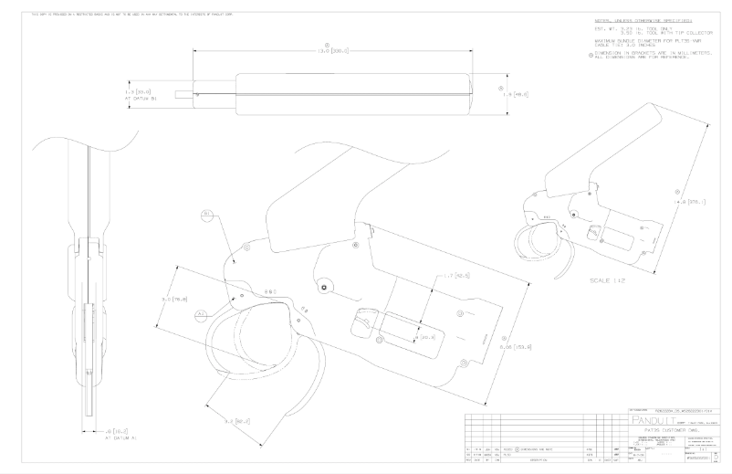 Page 1 of the manual Technical Drawing Panduit PAT3S