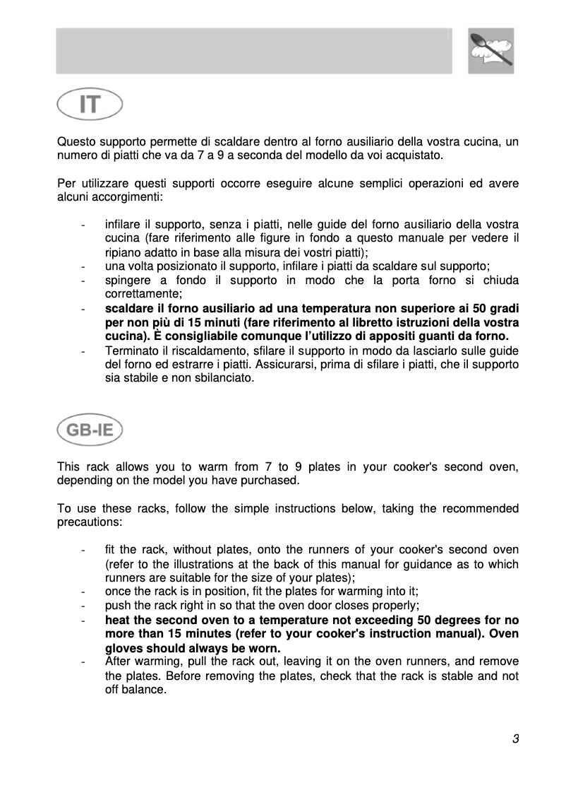Page 1 of the manual User Manual Smeg PR7A2