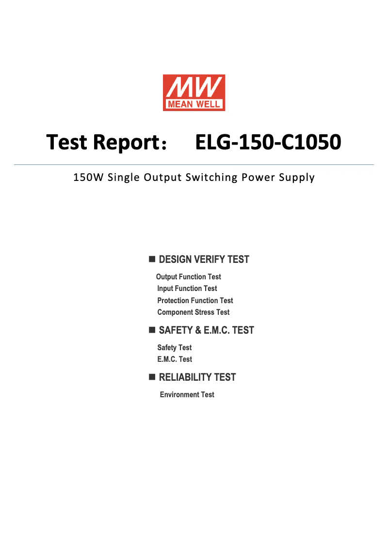 First page image of the manual for ELG-150-C1050
