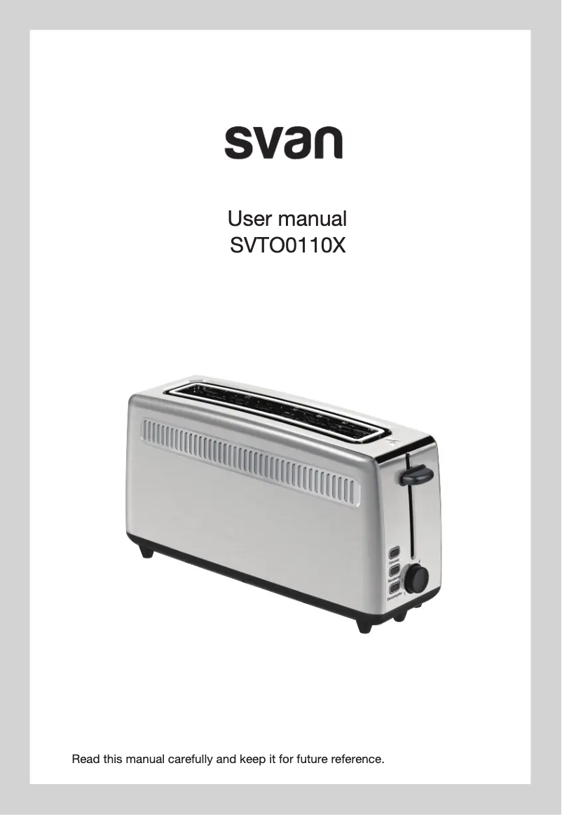 First page image of the manual for SVTO08110X