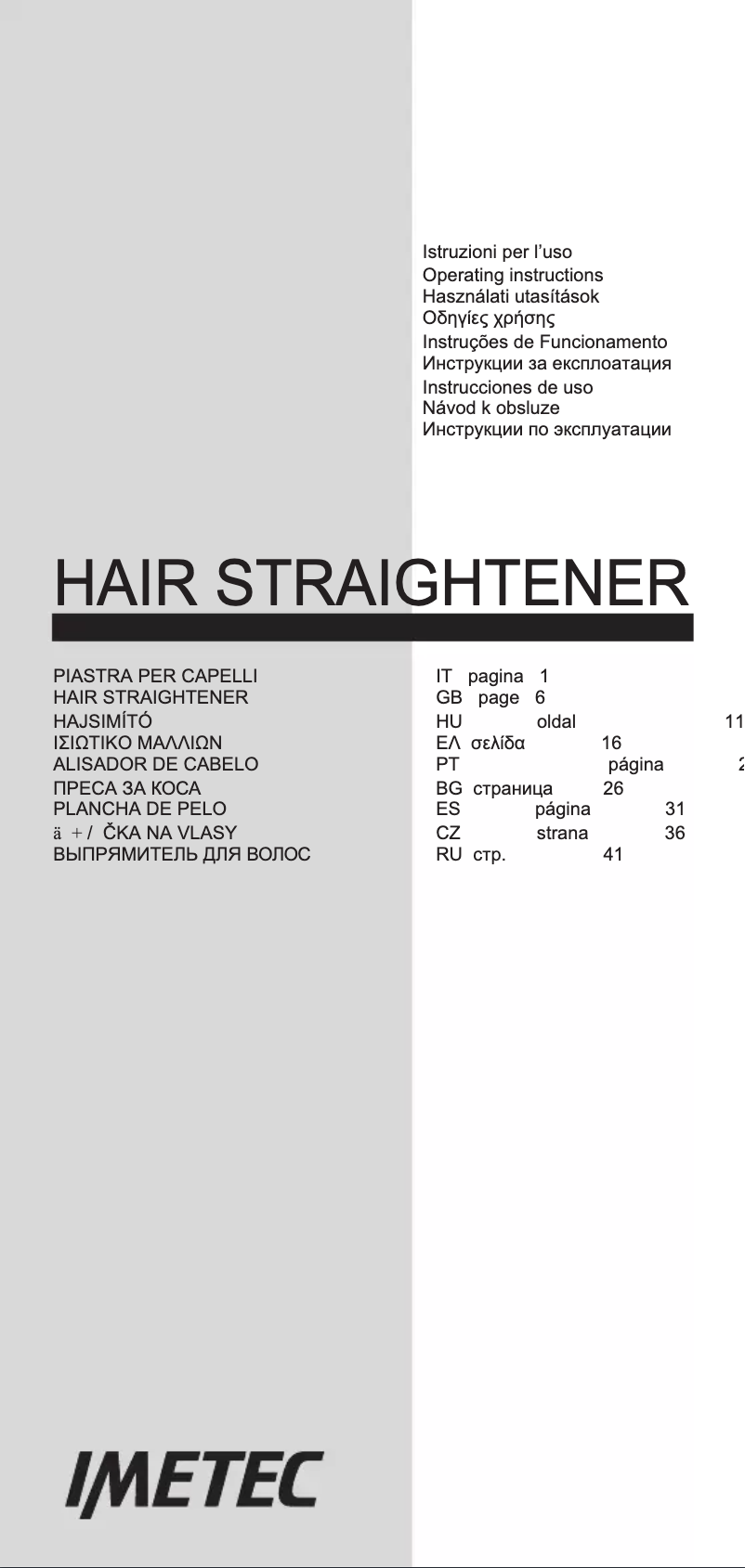 Page 1 of the manual User Manual Imetec E6902