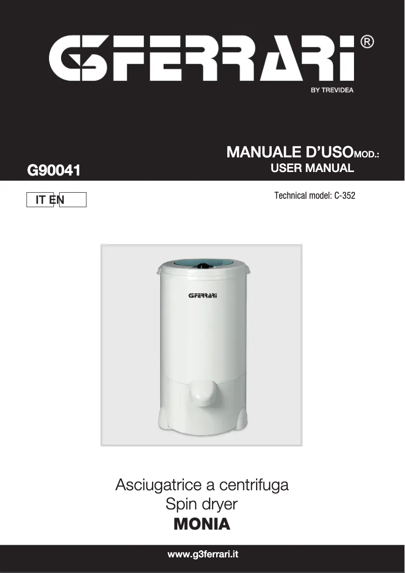 Page 1 of the manual User Manual G3 Ferrari Monia G90041