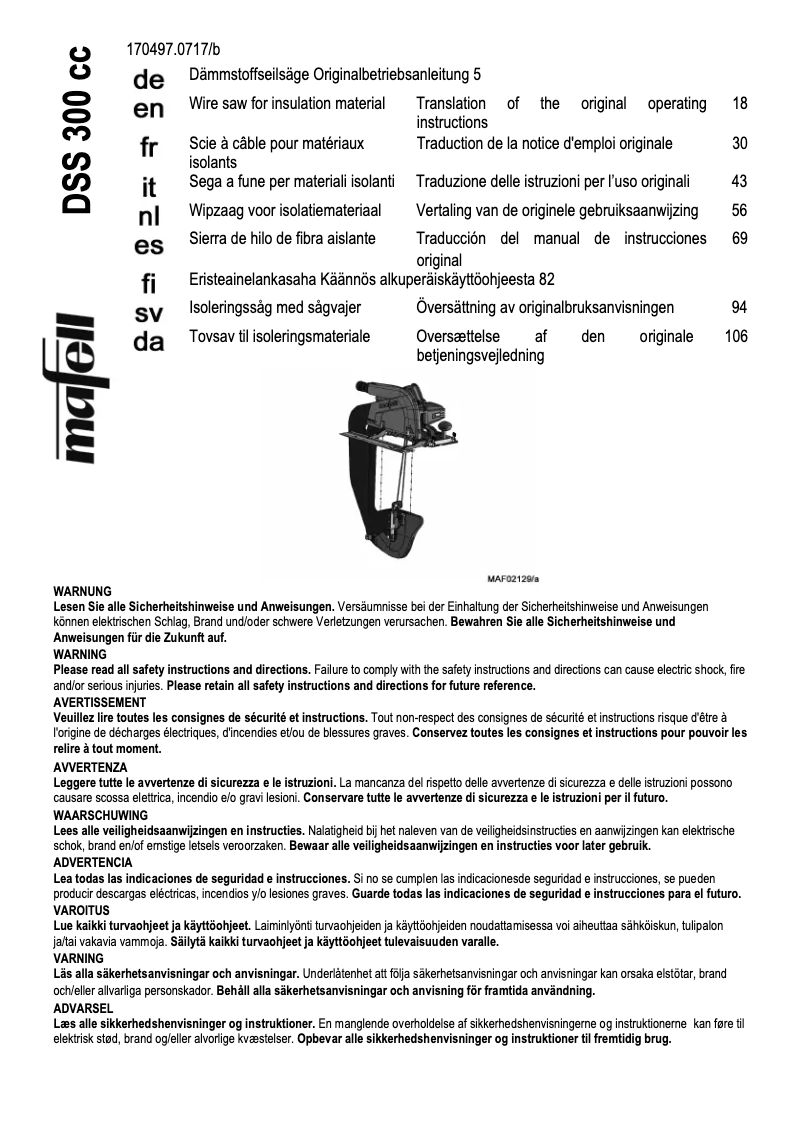 Page 1 of the manual User Manual Mafell DSS 300 CC