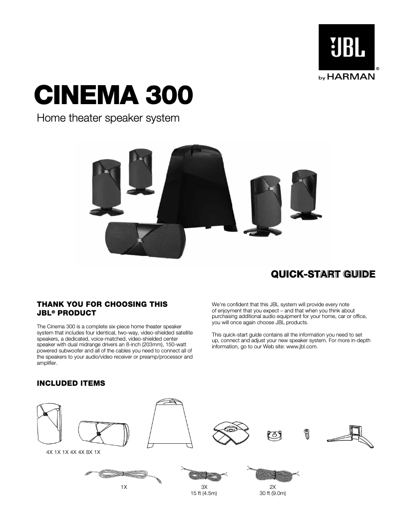 Page 1 of the manual User Manual JBL Cinema 300