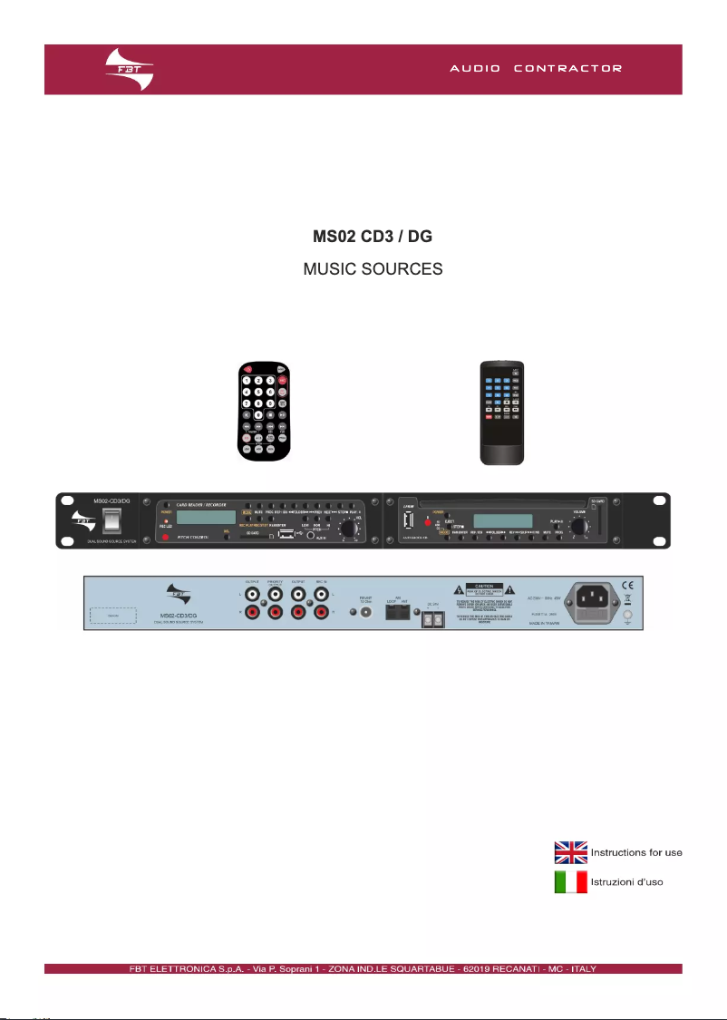 Page 1 of the manual User Manual FBT MS02 CD3/DG