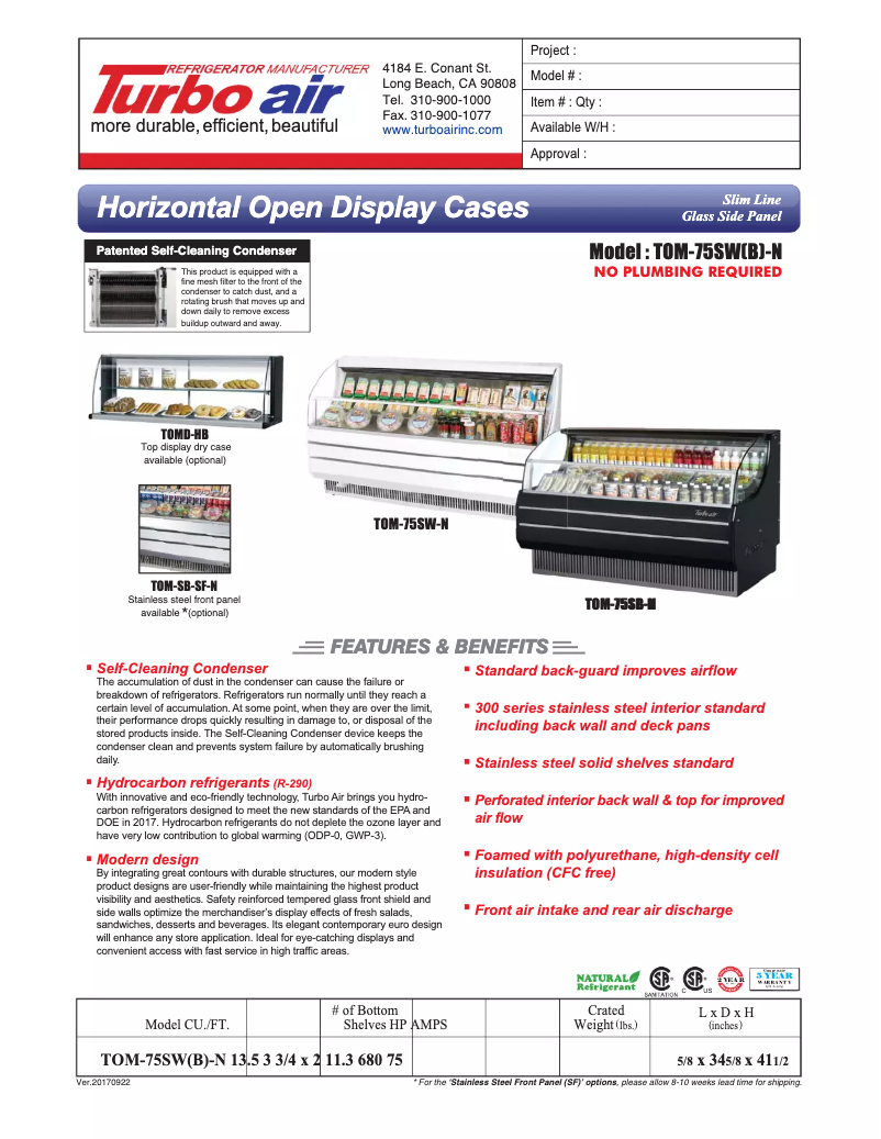 First page image of the manual for TOM-75S