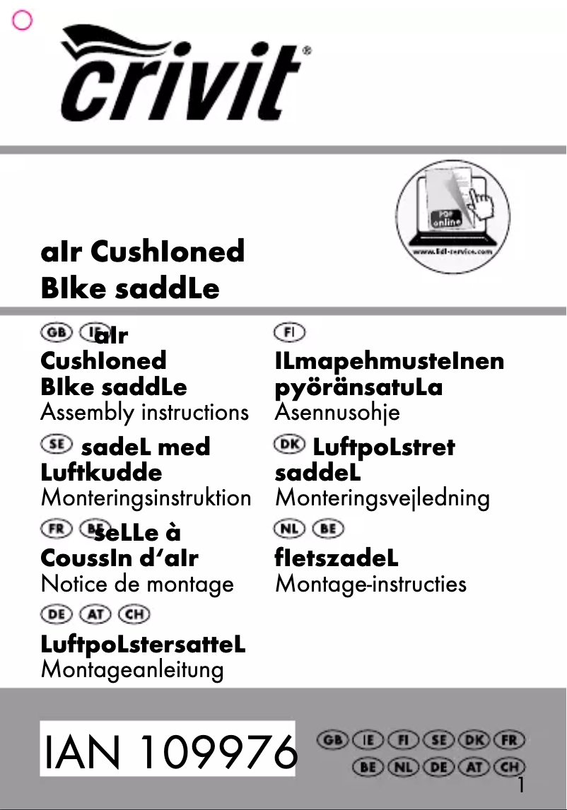 Page 1 of the manual User Manual Crivit IAN 109976