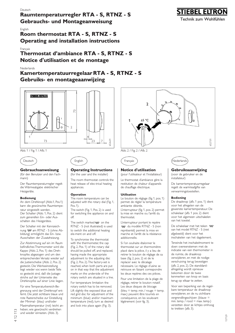 Image de la première page du manuel de l'appareil RTU - S