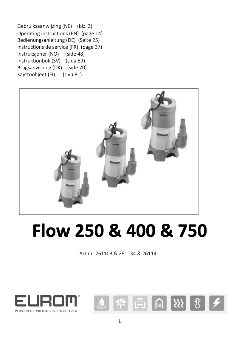 First page image of the manual for Flow 250