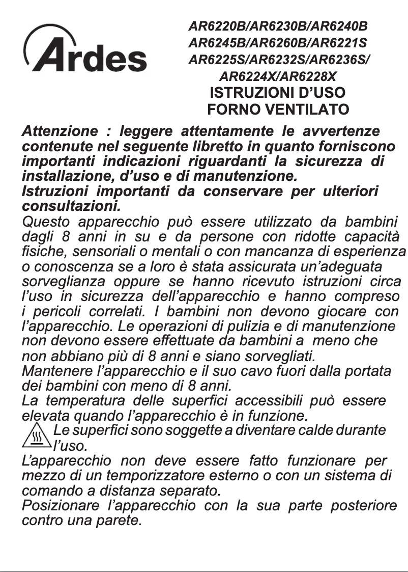 Page 1 de la notice Manuel utilisateur Ardes AR6245B