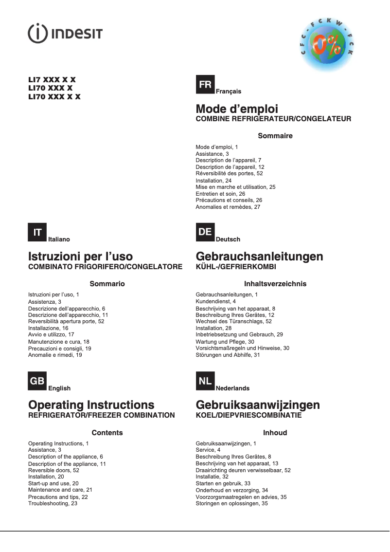 Page 1 of the manual User Manual Indesit LI7 FF2 W