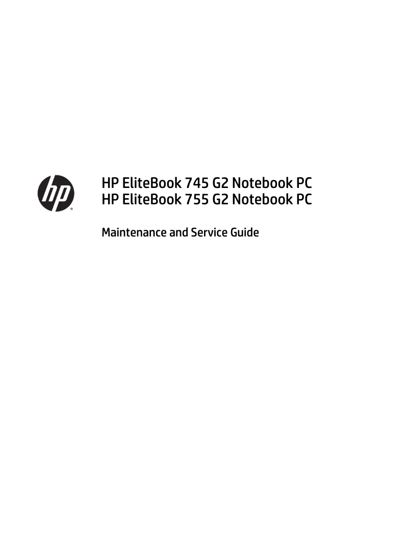 First page image of the manual for EliteBook 745 G2)