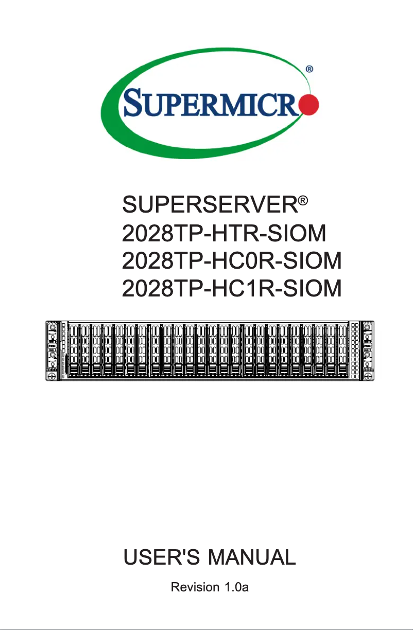 Page 1 of the manual User Manual Supermicro SuperServer 2028TP-HC1R-SIOM