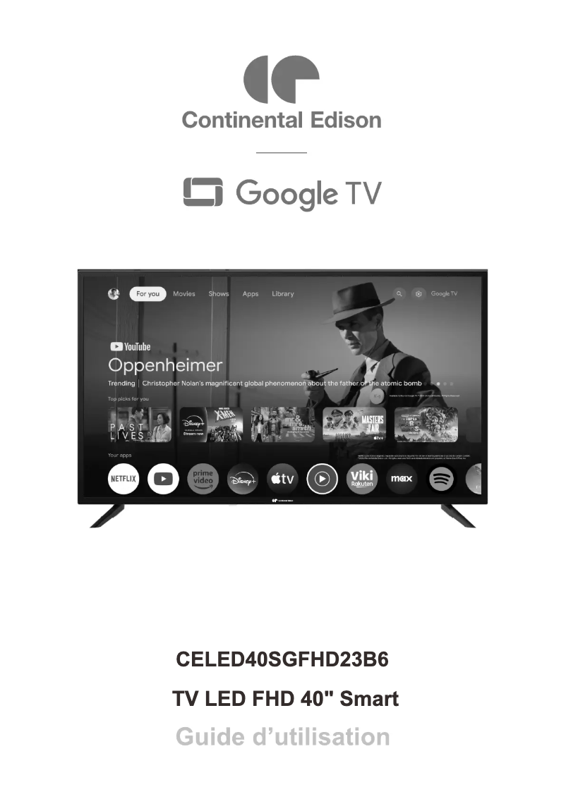 Page 1 of the manual User Manual Continental Edison CELED40SGFHD23B6