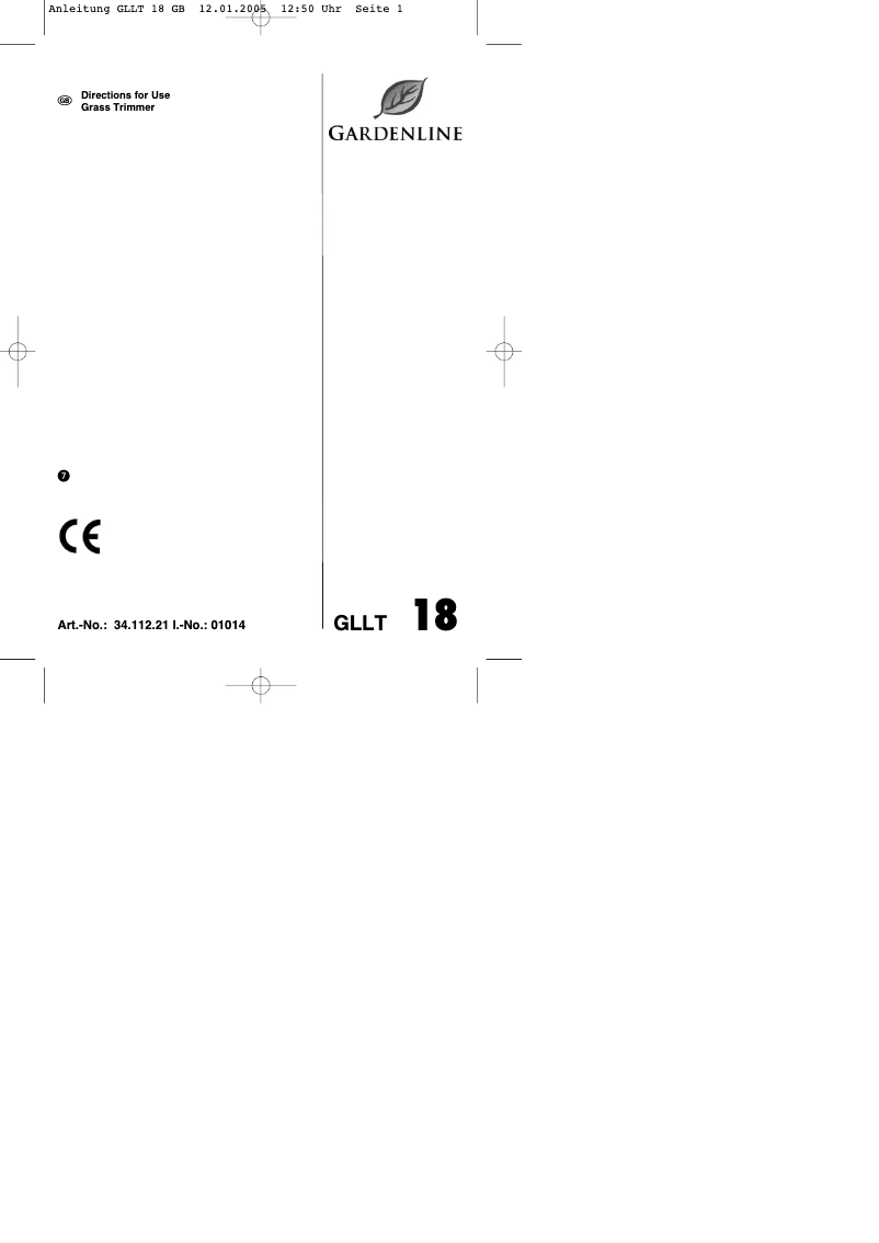 Page 1 of the manual User Manual Gardenline GLLT 18