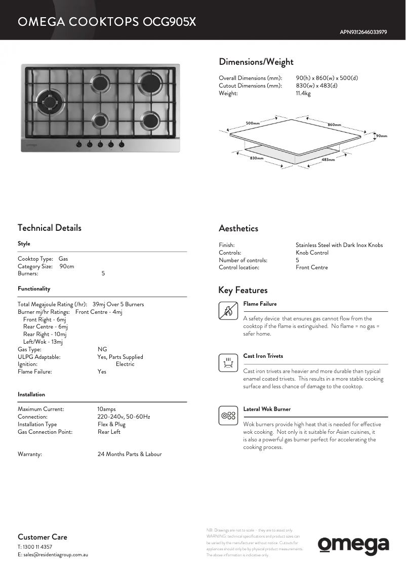 First page image of the manual for OCG905X