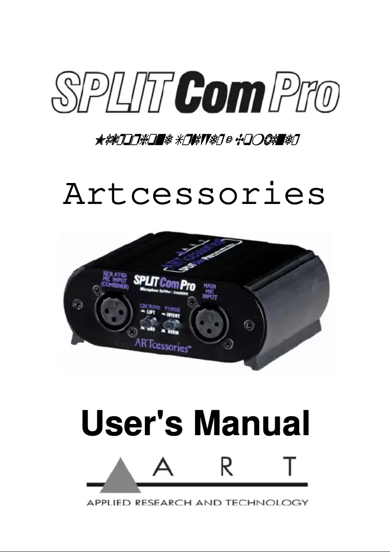 Page 1 of the manual User Manual ART SPLITComPro