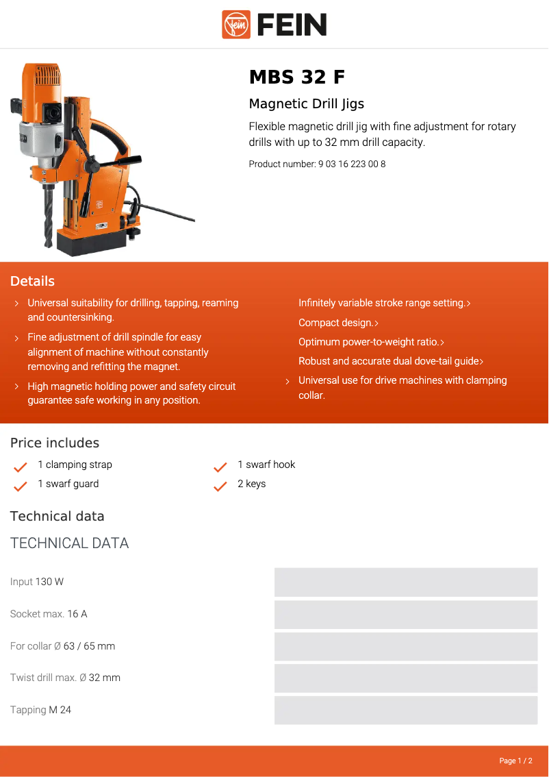 First page image of the manual for MBS 32 F
