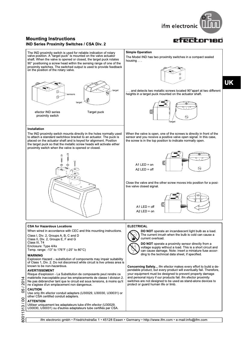 Page 1 of the manual User Manual IFM IN0117
