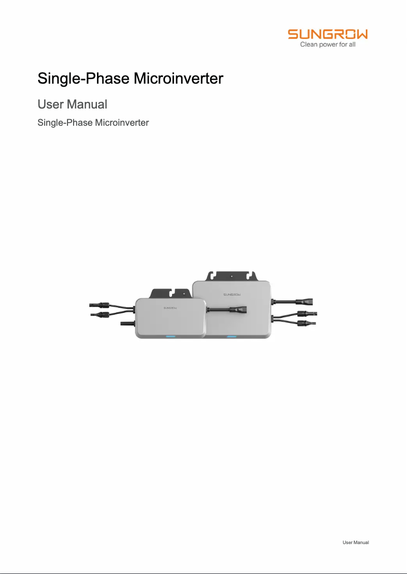 Page 1 de la notice Manuel utilisateur Sungrow S800S