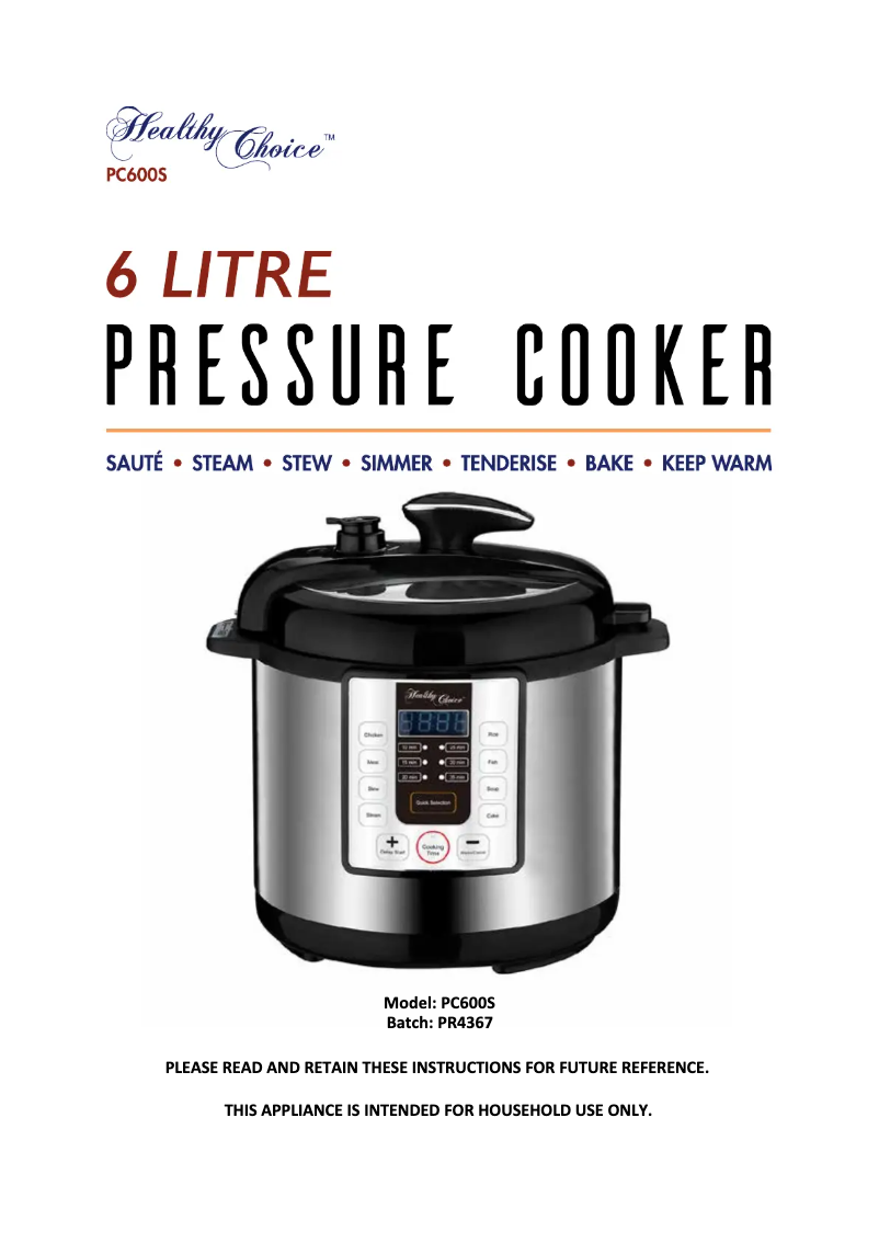 Page 1 of the manual User Manual Healthy Choice PC600S